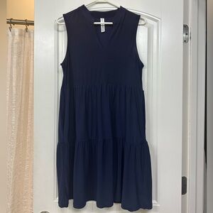 Dear Scarlett Navy wrinkle free tiered dress, S